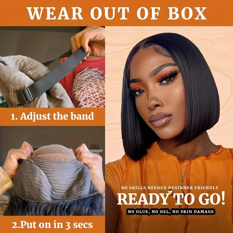 Parrucca senza colla 350 Capelli umani pre-pizzicati Colore zenzero Chiusura in pizzo dritto per principianti_voghion.com