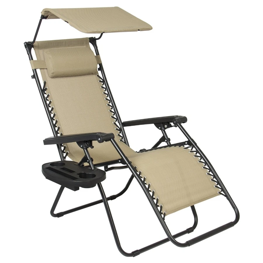 Outdoor Folding Zero Gravity Reclining Lounge Chair With Canopy