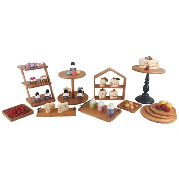 Factory custom shape wooden racke wooden round cupcake tower Wooden cake stand with layered tray decoration