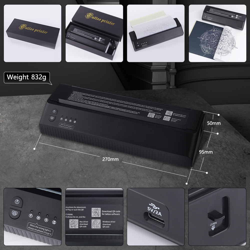 その他 Ambition MHT-P8008 Tattoo printer MHT-P8008 Bluetooth Tattoo Stencil Printer | High Precision