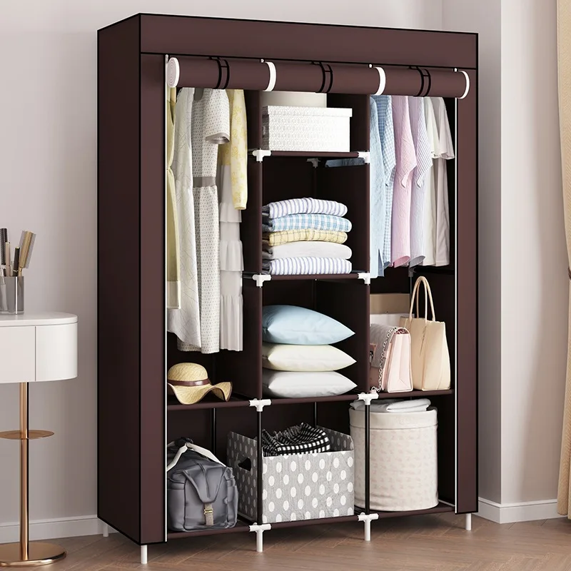 Armário Multifuncional Moderno Atacado Exportação Montado Estrutura de Aço Não Tecido Dobrável de Grande Capacidade Simples Ajustável