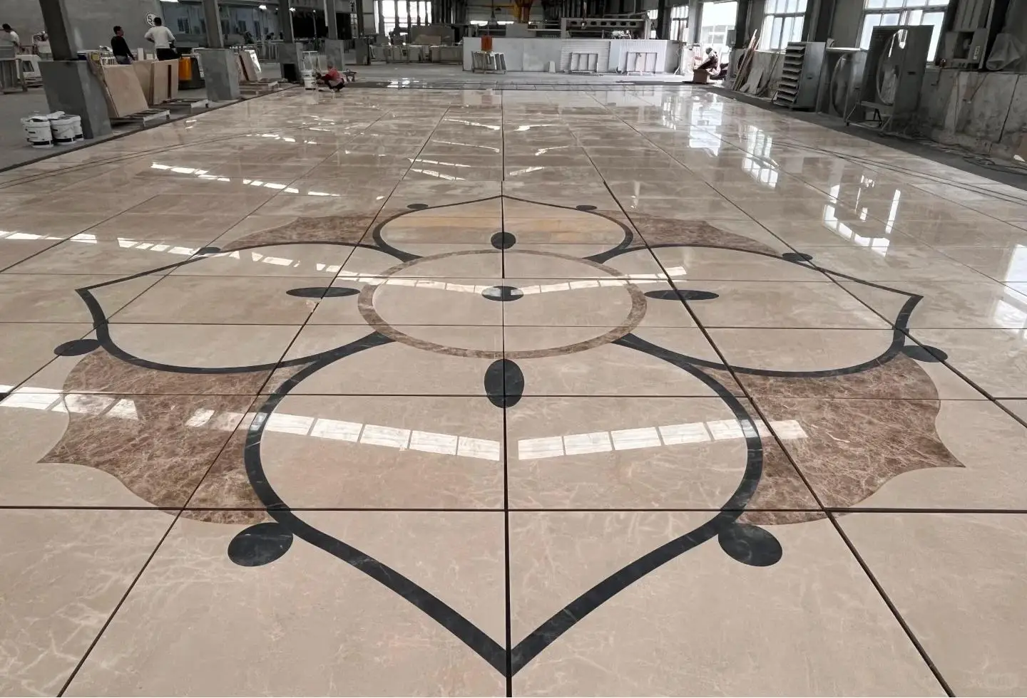 product customizable modern natural lightning beige marble interior waterproof wear resistant polished floor kitchen villa hotel-3