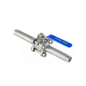 Stainless Steel 3PC Ball Valve, Long Type Butt-Weld End, 304/316, DN15-DN100, Hydraulic, Zhejiang Factory