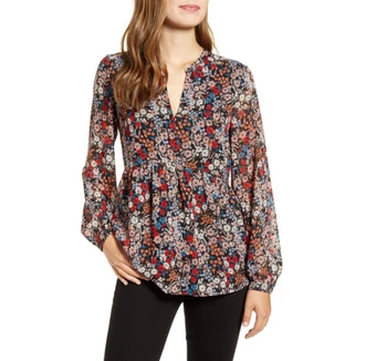 best-selling Euro style ladies flower printed vintage blouse tops