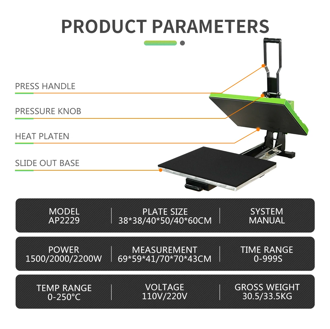 VEVOR Heat Press Machine 16 In. X 24 In. Clamshell Sublimation Transfer Printer Teflon Coated Silicone Sponge Powerpress Gdsyd1624110ve26iv1