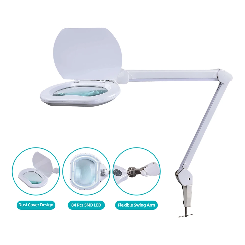 Industrial Touch Control Clamp on Free Design LED 84PCS SMD Folding Clamp Magnifying Glass Light Lamp for Eye Beauty Facial Skin