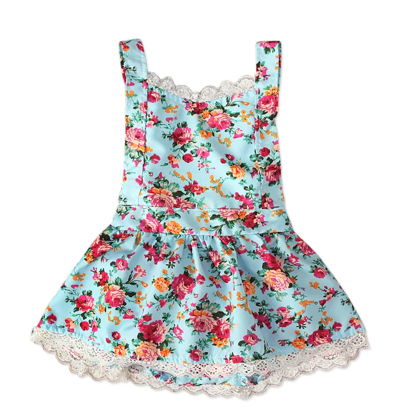 Wholesale 2022 Fashionable Baby Clothes Country Style Flower Pattern Lace  Backless Jumpsuit Summer Cute Baby Girl From m.