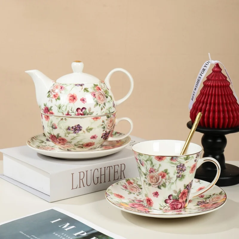 product wholesale floral ceramic coffee cup tea cups and saucers set bone china dinner set for parties  weddings-3