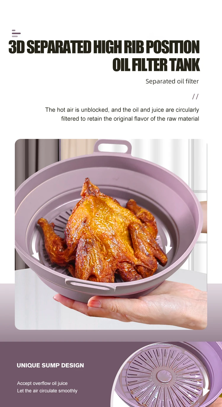 Bpa Free Folded Round Silicone Air Fryer Baking Pan Buy Silicone Air