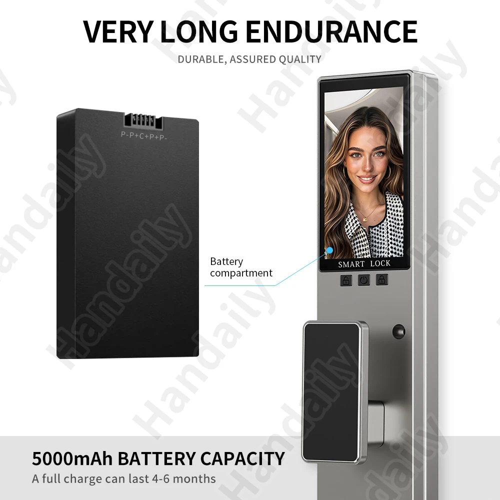 HanDaily Video Intercom 3D Face Authentication Fingerprint Door Lock Easy to Install Tuya Smart Lock Smart Home Products H26