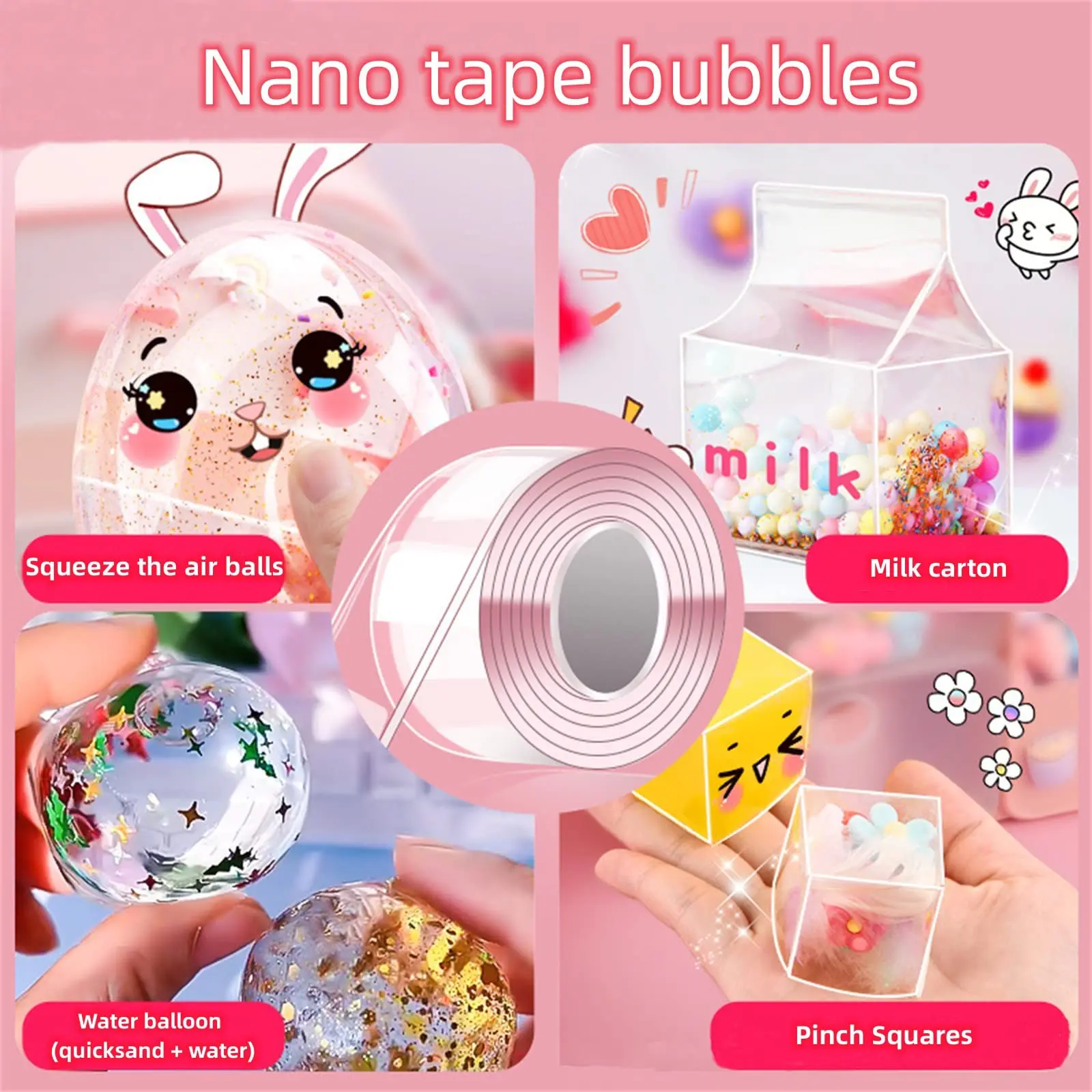 JTgugu Nano Tape Bubbles Set – DIY Bastelset Mit Klebeband, Knete, Glitzer & Werkzeug