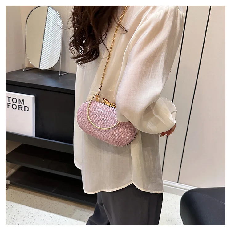 Borsa Da Sera Con Brillantini - Pochette Donna Con Tracolla Regolabile Per Feste E Matrimoni - Foto 6