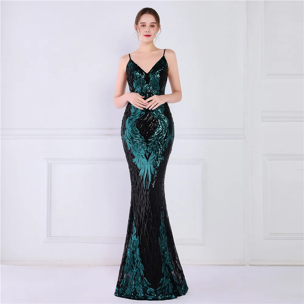 open lace back dress Colors 3247 Long Spaghetti Strap Sequin Prom Ball Gown – The Dress Outlet main image 1