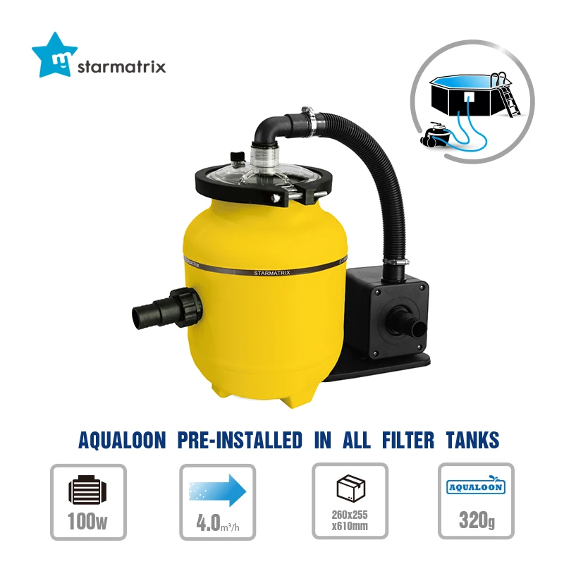 STARMATRIX 800-Gallon Sand Filter with EZ CLEAN 200 Swimming Pool Water Filters Balls Filtration System for Pool Cleaning