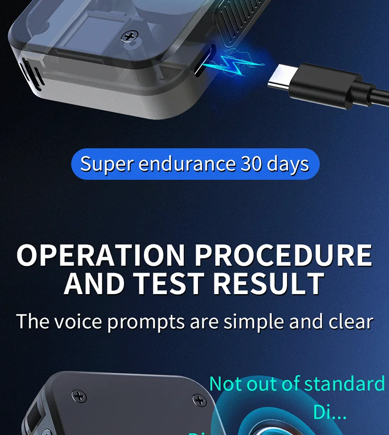 D1000 Professional Digital Breath Alcohol Tester with Electrochemical Sensor OLED Display High Accuracy