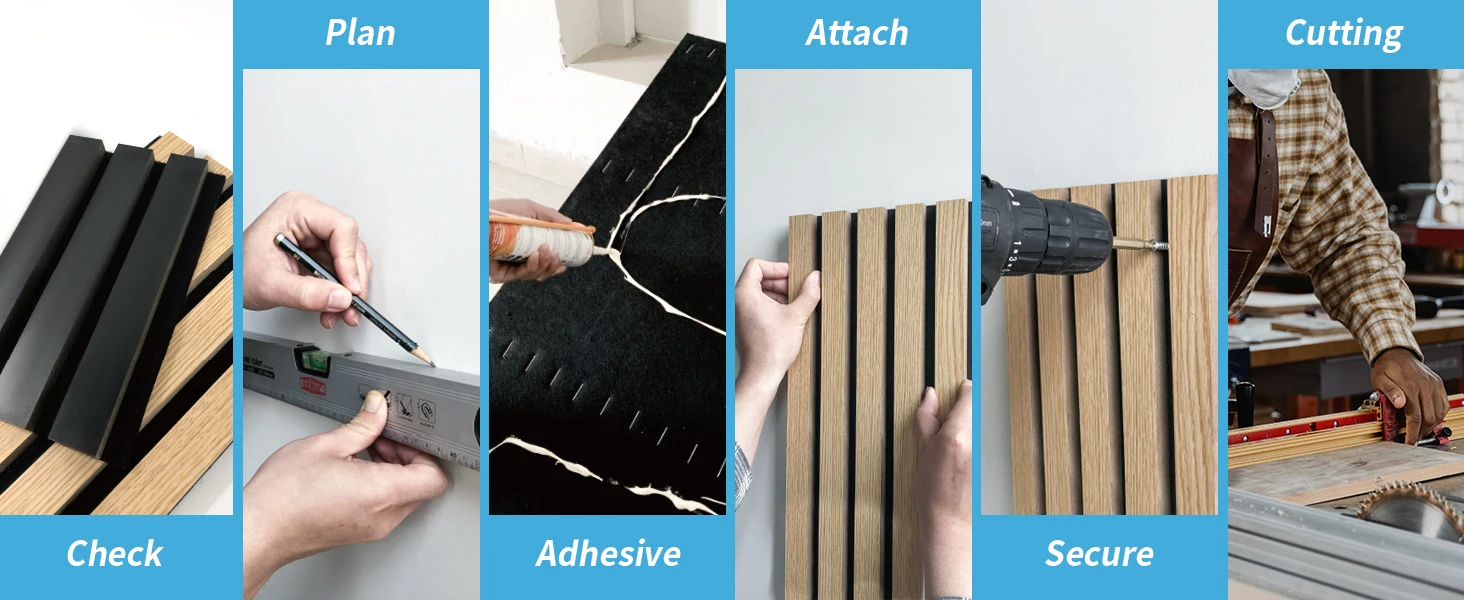 Modern Acoustic Slat Wood Panels and Ceiling Sound Absorbing Panel with Walnut Colour for Living Room details