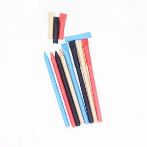 Hot Sales Popular Eco-friendly Kraft Paper Ballpoint Pen Toothpaste Shape Straw Wheat Recycled Pen
