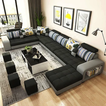 高級フレンチカラー革家庭用家具ロイヤル彫刻ヨーロッパリビングルーム