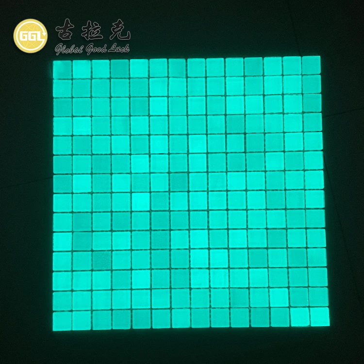 Luminous Green Mosaic Wall Swimming Pool Square Bathroom Glass Mosaic Tile details