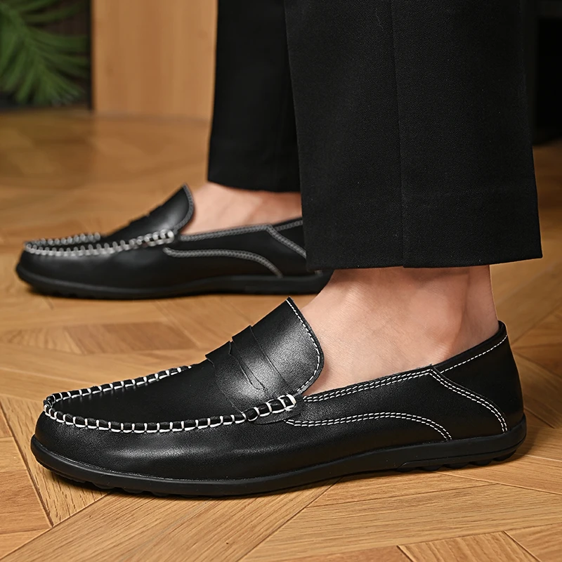 Factory Supply In Ready Stock Genuine Leather Office Business Party Wedding Men Dress Light Weight Casual Loafers Shoes