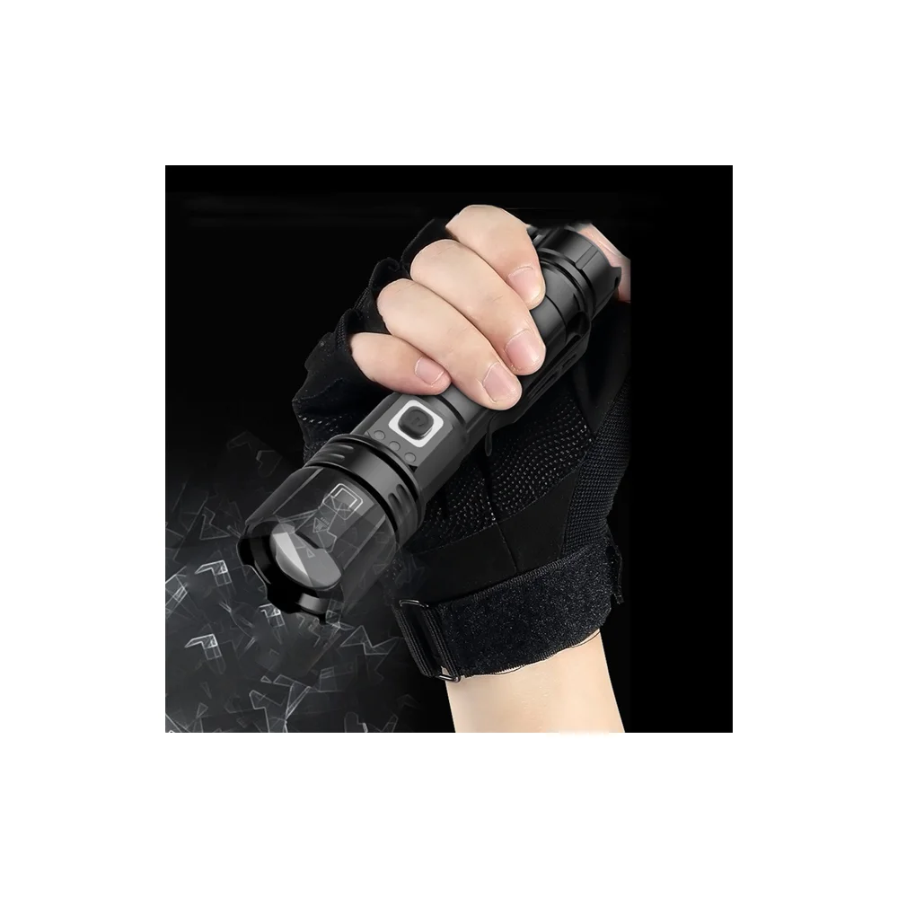 Asafee High Power Zoom P50 LED Aluminum Alloy Flashlight Strong Light Outdoor Torch with Attack Head Tactical Flashlight