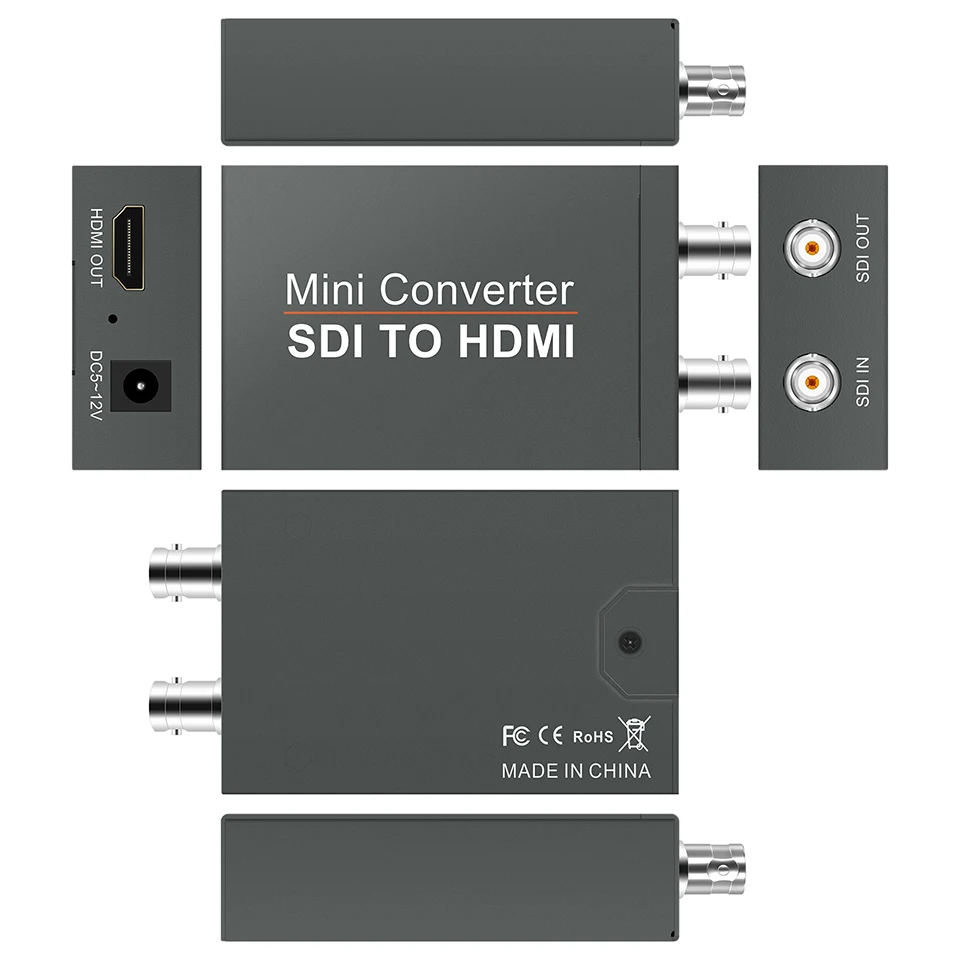 SDI to HDMI Converter Adapter with SDI Loop 1080P Audio Video Splitter Converter for Camera Projector SDI DCR