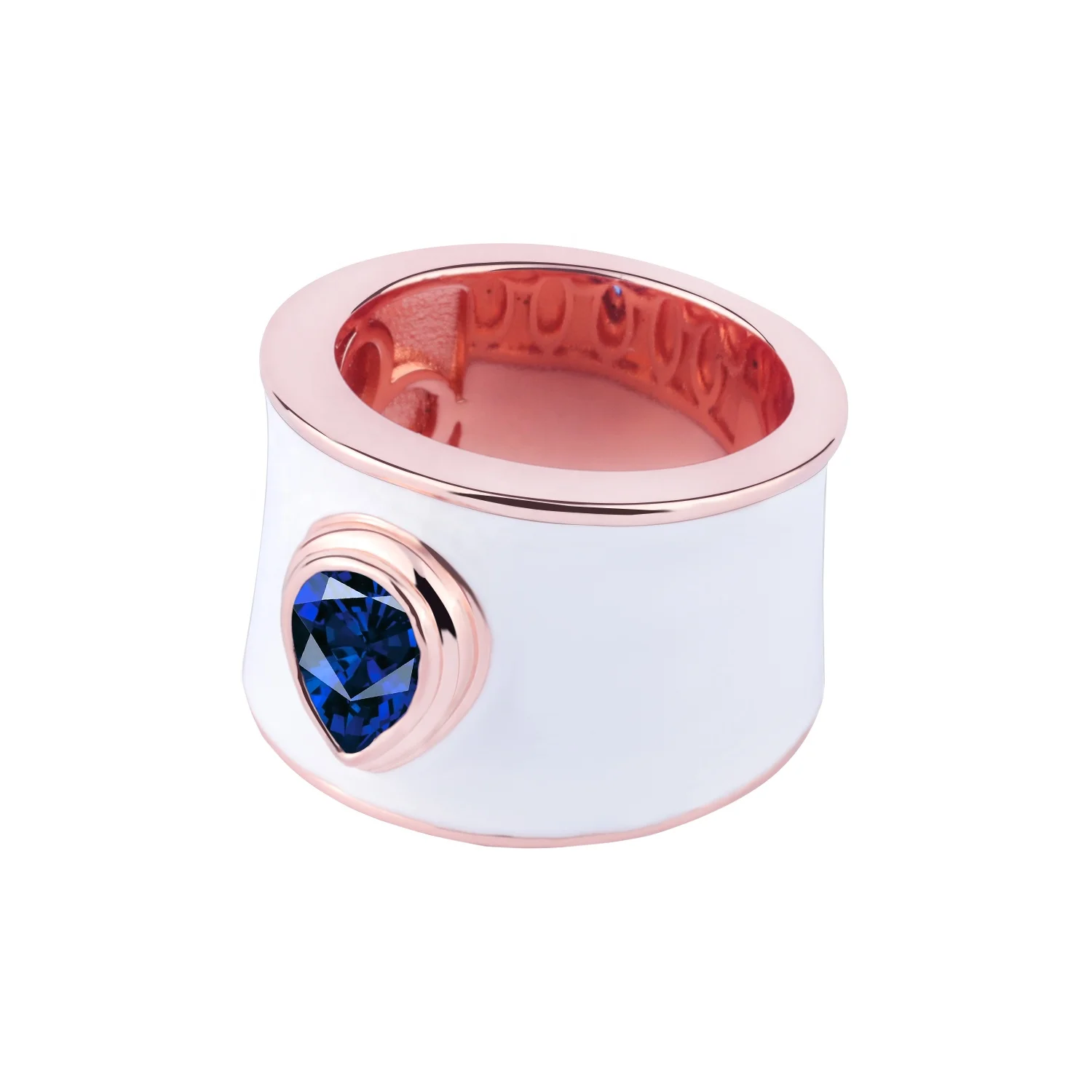 hip hop jewelry enamel sterling silver ring enamel rings jewelry women rose gold blue spinel diamond bands white enamel ring