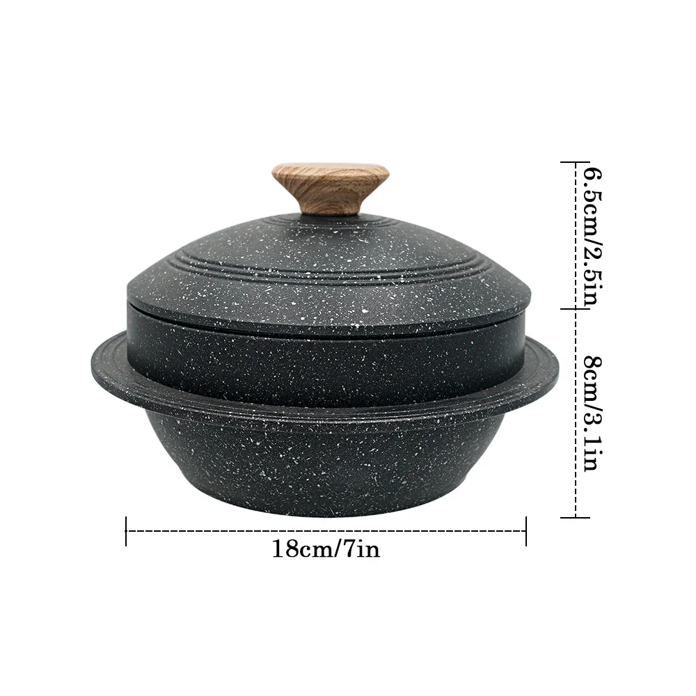 BOBIKUKE Korean Stone Pot With Lid Nonstick Casserole Soup Pot Induction  Kitchen Cookware Dish Bowl Stone Bibimbap Cast Aluminum