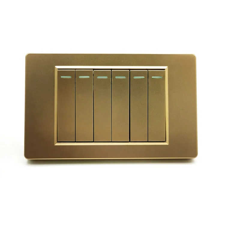 EU 6 Gang Gold Color Customization Home Wall Switch Manufacturer