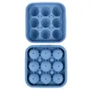 9 blue football-shaped ice cubes