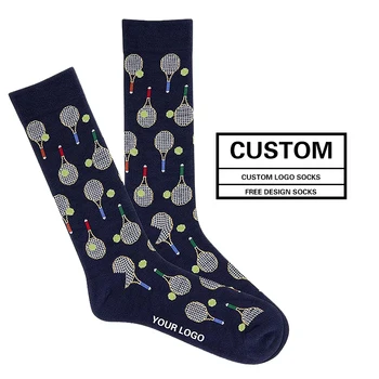 Custom Mens Logo Socks Comfy Patterned 100%Cotton Socks Gentlemen Socks