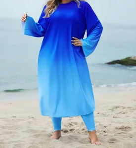 Middle East Cross-border 2026 New Muslim High Waist Gradient Long-sleeved Skirt Sunscreen 3 Set Breathable Large Size Front