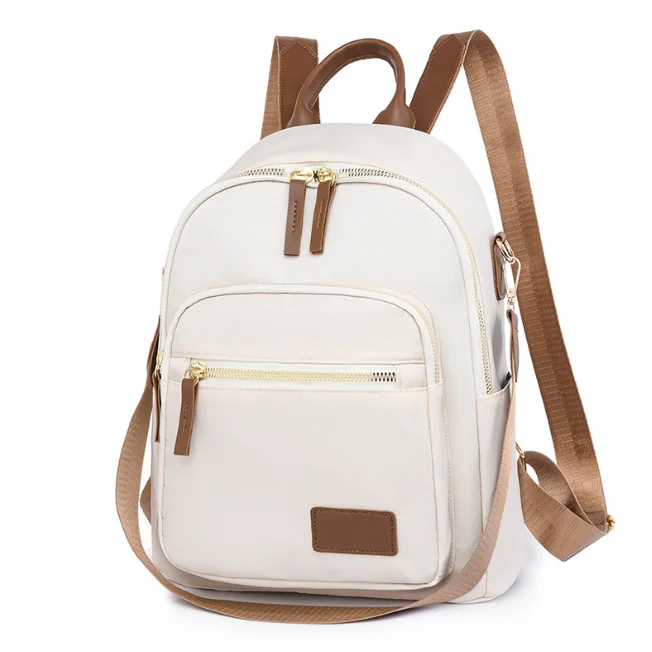 Sac a dos de luxe vintage pour femme en cuir blanc petit modele impermeable style preppy aperçu 2