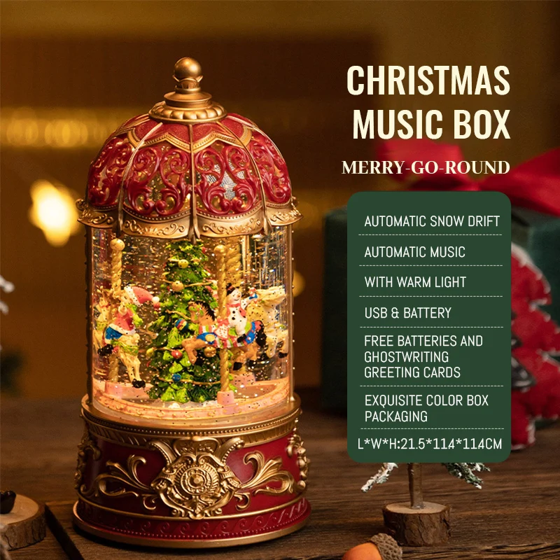 Christmas Tree Music Box Can Rotate Music Box Children's Crystal Ball
