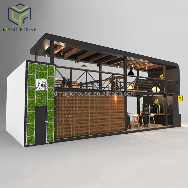 Magic House Container 40ft Restaurant Container bar Cafe Mobile Shipping Container Restaurant Patio with Wheel