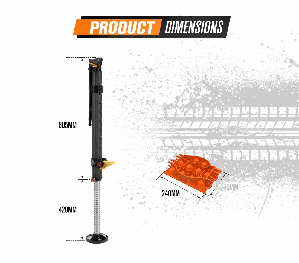 Bunker Indust 2 Ton Load Capacity Aluminum Hydraulic Recovery Jack Long