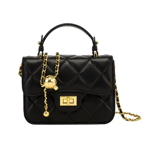 2023 Vega Leather Cross-Body Handbag for Ladies New Fashion Small Golden Ball Ringer Chain Logo Design Summer PU Low Order