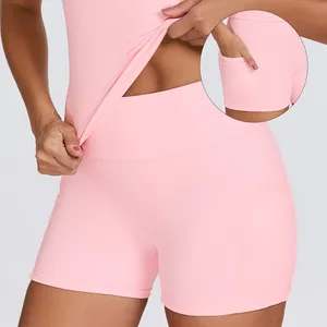 2026 New Hot-Selling Women's Solid Quick-Dry Breathable Spandex/Nylon Mid-Waist Gym Shorts Tights for Outdoor Running Fitness