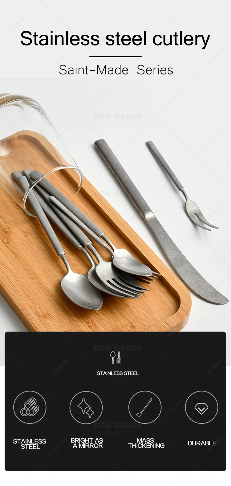 New look stainless steel metal frosted cutlery customized luxury dinner restaurant parties flatware sets for wedding