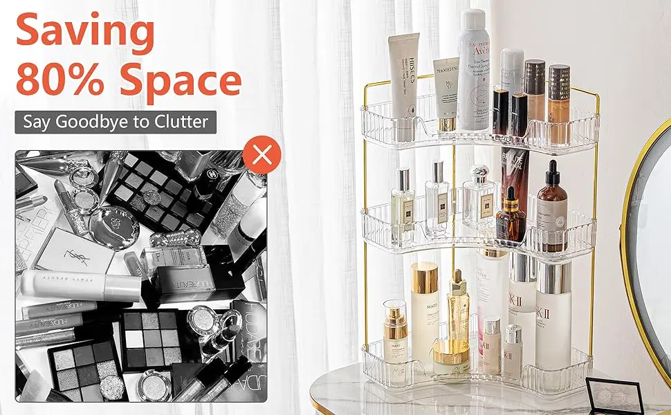 Corner Makeup Organizer Bathroom Countertop Shelf Makeup Organizer For