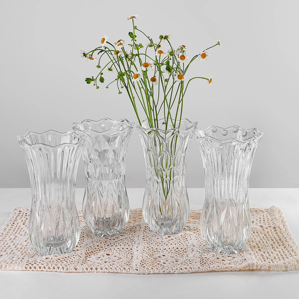 Modern New Type Unique Glass Vases Wedding Centerpiece Glass Flower Vase Tall Reversible Clear