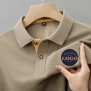 Hi Quality Summer Men's Short Sleeve Leisure Business Work Polo Shirt Vintage Print Embroidery Solid Color Woven Fabric T-Shirt