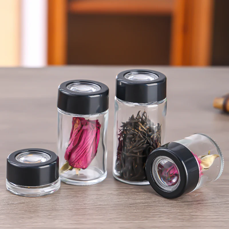 Child-Resistant 30ml/60ml/120ml Glass Airtight Smellproof Storage Jars Black Plastic Lid Dry Flower Cosmetic Eye Cream Other Dry