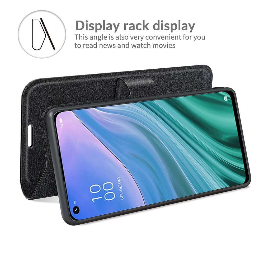 For Oneplus Nord CE 4 2 Lite N200 5G Black Pu Leather Flip Wallet Back Case Cover for OPPO K12X 5G