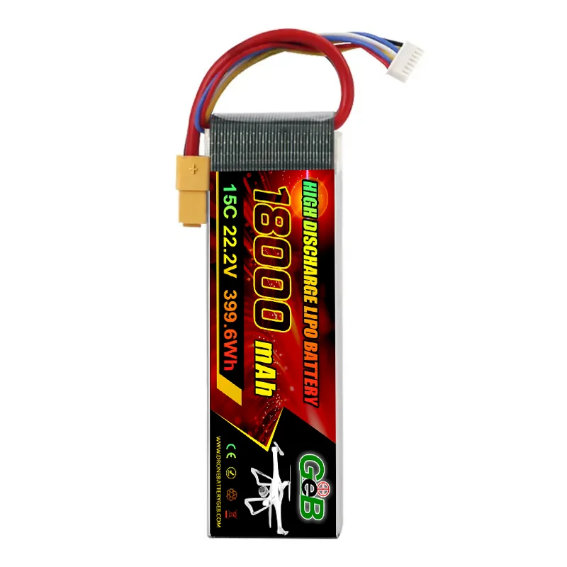 แบตเตอรี่โดรน FPV คุณภาพสูง GEB 6S 22.2V 15C แบตเตอรี่ UAV 18000mAh แบตเตอรี่ลิโพอัตราการคายประจุสูง 6S สำหรับโดรน FPV