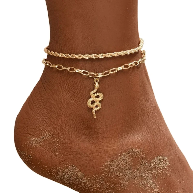 Gold Snake Chain Anklet Vintage Layered Ankle Bracelet