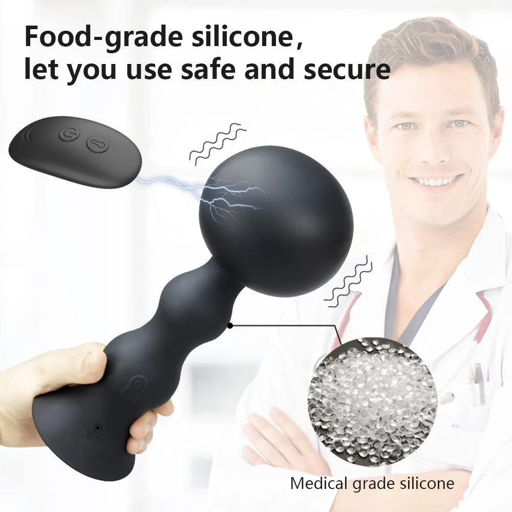 Inflatable Anal Plug Vibrating Anal Expansion Masturbation Device Big Ball Butt Plug G Spot Inflatable Prostate Massager for GAY