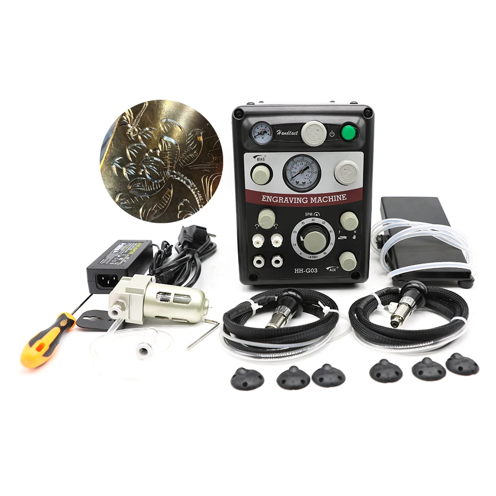 Jewelry Making Machine Graver Engraver with Foot Pedal and Hand Control Pneumatic Engraving Machine