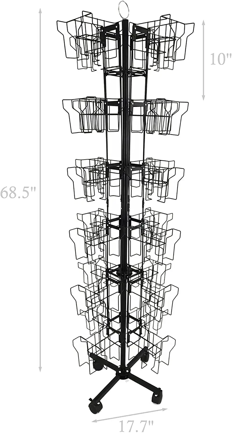 Rotating Card Display Rack Rotating 6 Tiers Vertical Greeting Card Display Spinning Greeting ...