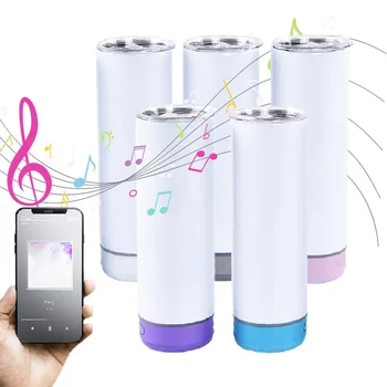 Customizable 20oz Stainless Steel Portable Thermos Cup Bluetooth Speaker Sublimation Straight-Tube for Gym Home Drinkware